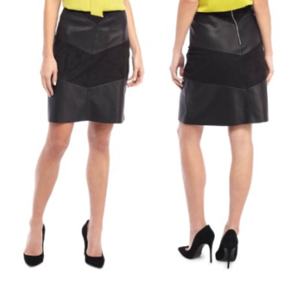 The Limited Dresses & Skirts - The Limited Striped Faux Leather & Suede Skirt NWT